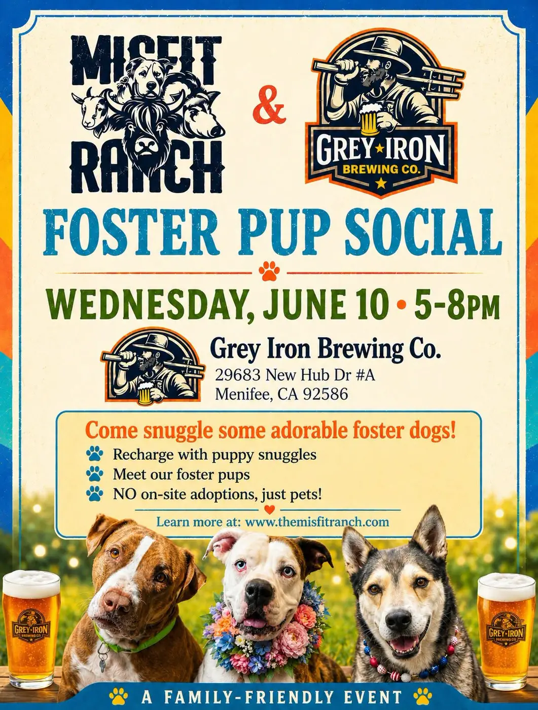 Foster Pup Social flyer for June 10 at Grey Iron Brewing Co.