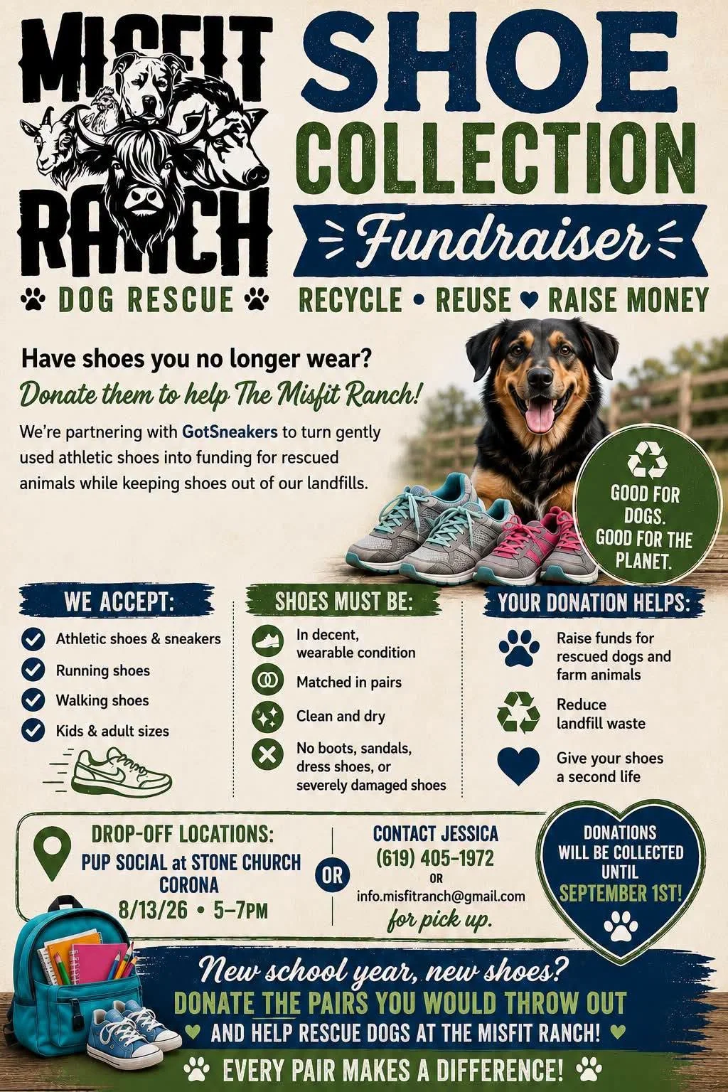 Misfit Ranch Shoe Collection Fundraiser flyer, partnering with GotSneakers